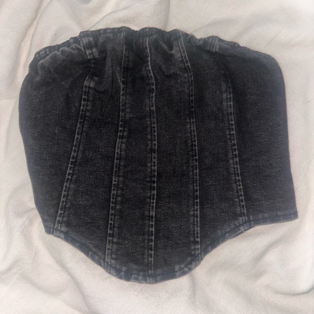 Black denim straplesss top